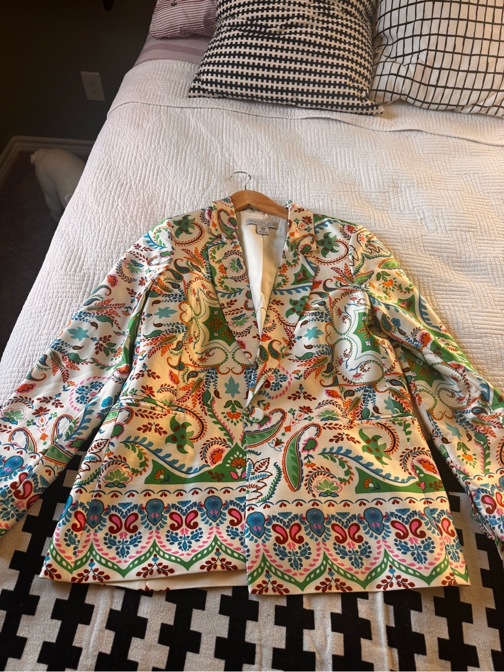 Rachel Zoe Cream Blazer with Multicolor Paisley Print